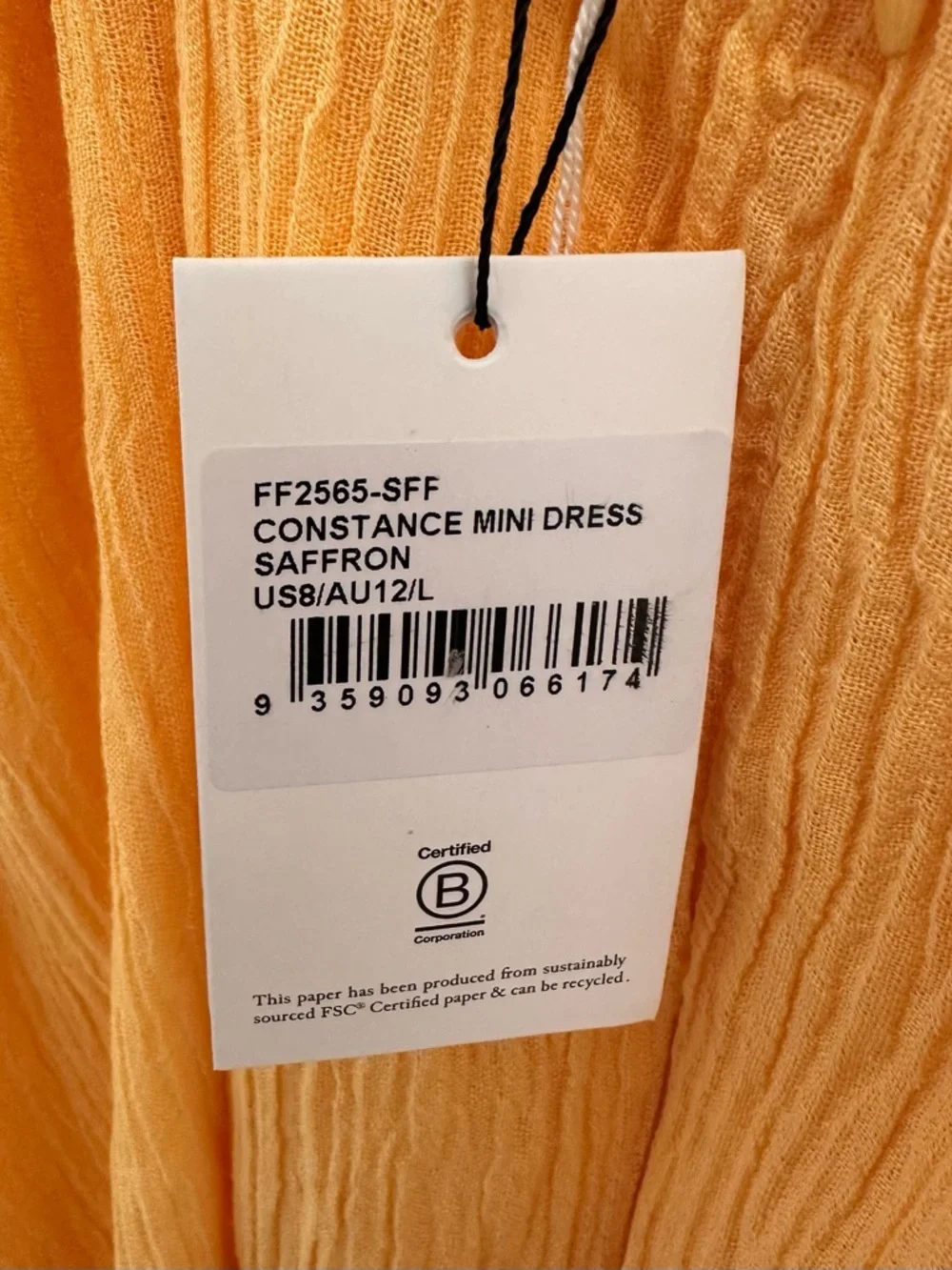 Faithfull the Brand Linen Gauze Mini Dress Yellow Open Back Resort Size 8 NWT - Picture 6 of 10